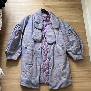 Macy's Lavender Swirl Puffer Coat